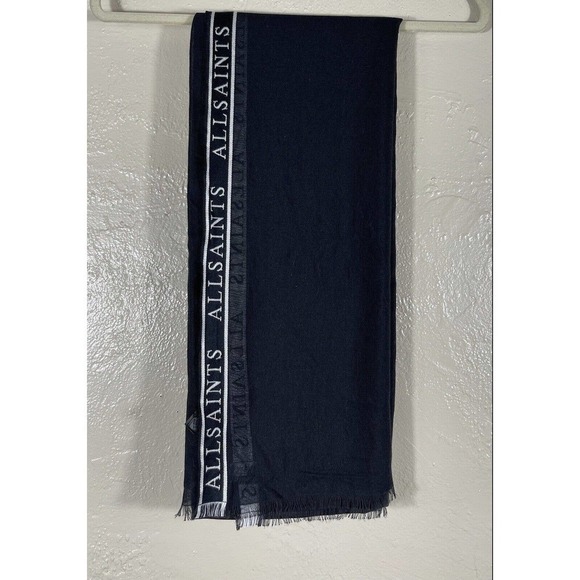 ALLSAINTS WOVEN SELVEDGE EDGE LOGO WOMEN’S SCARF, BLACK ($98) SOLD OUT . - Picture 8 of 10